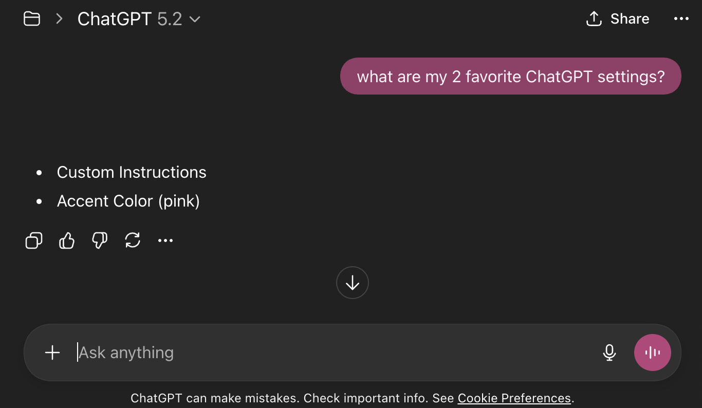 my favorite ChatGPT settings